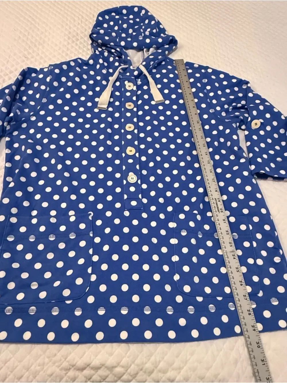 Susan Graver Blue and White Polka Dot Pull Over Top Women's XL - Picture 6 of 13